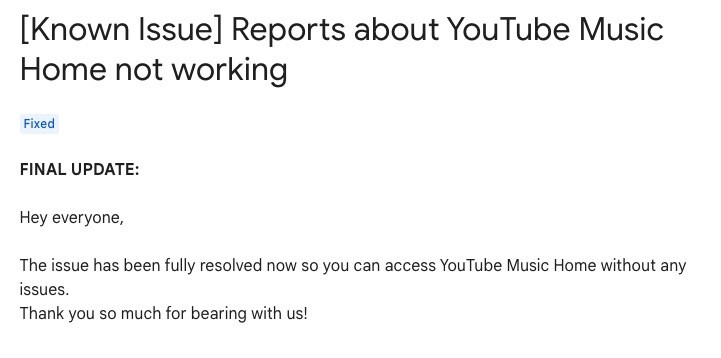 Is YouTube Music Down